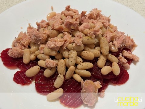 rape rosse, fagioli cannellini e tonno